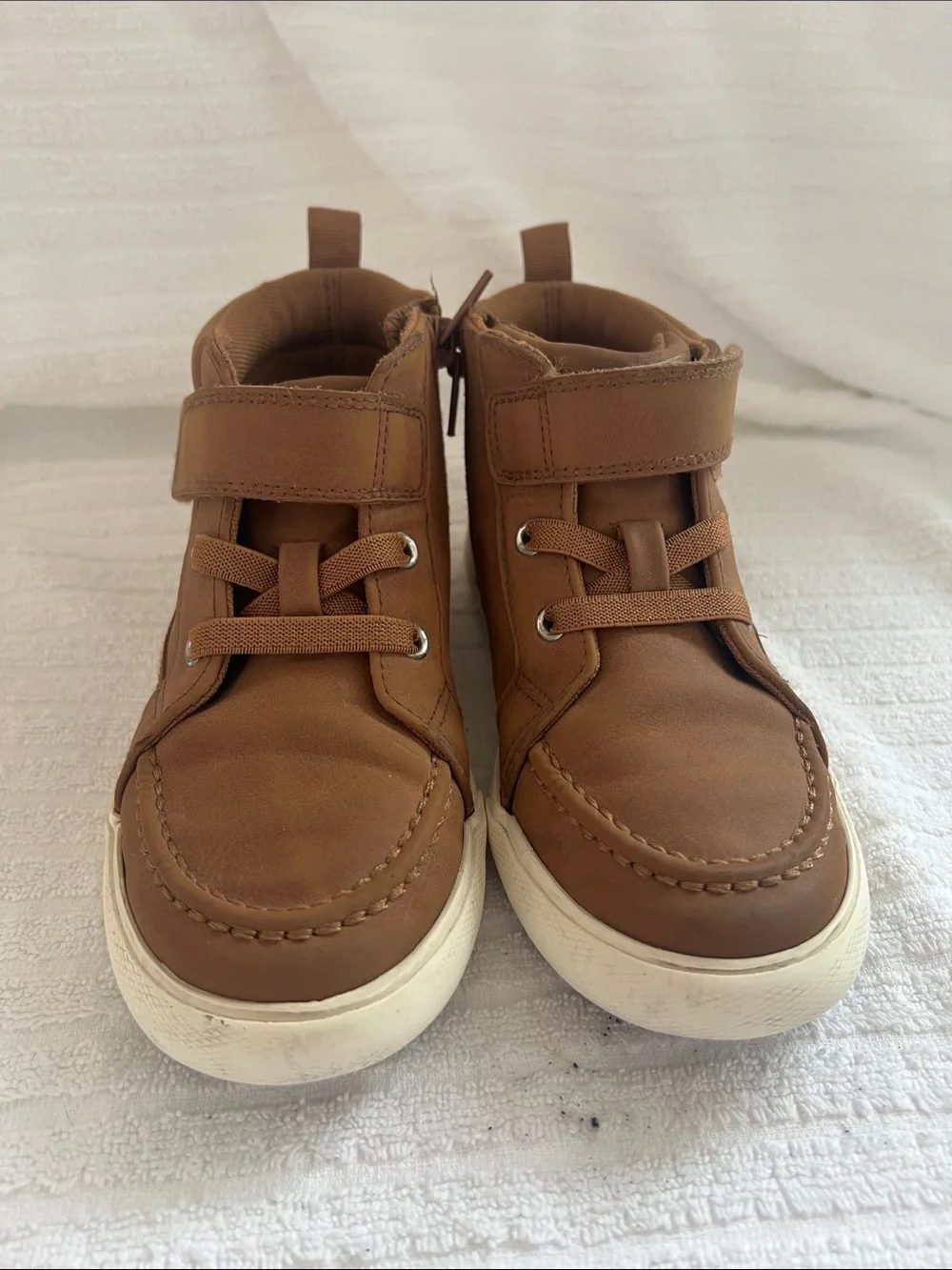 wonder nation Brown High-Top Kids Boots with Hook-and-Loop Strap